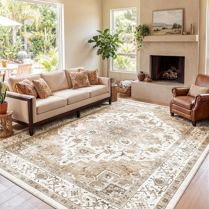 AMADA HOMEFURNISHING 9x12 Area Rugs, Low-Profile Large Washable Area Rug - Image 6