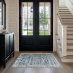 BILEEHOME Vintage Blue Kitchen Rugs 2x3 Dark Blue Distressed Low Pile Area Rug - Image 8