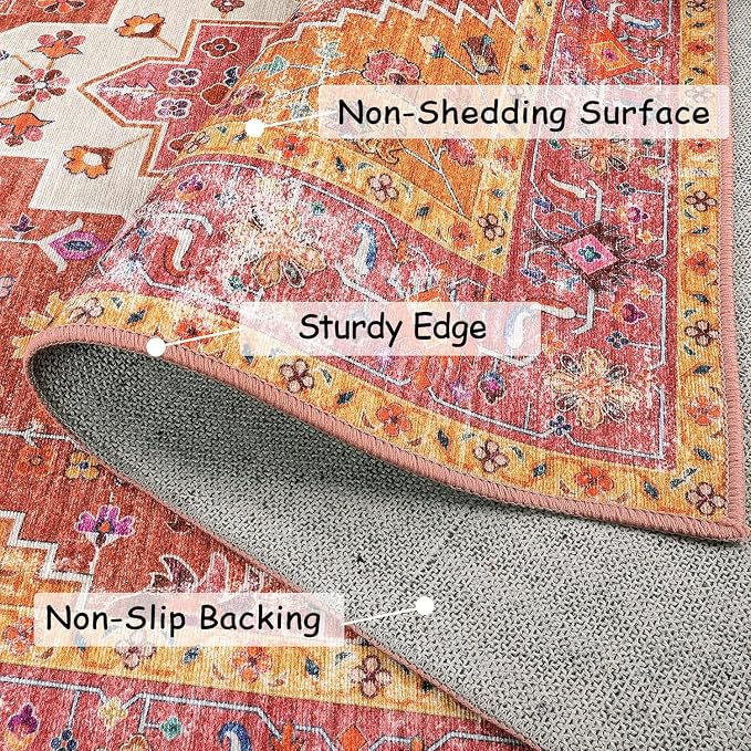 Moynesa Ultra-Thin Washable Pink Runner Rug - Image 2