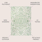 JONATHAN Y Boho Medallion Indoor Outdoor Square Area Rug 5X5 Green/Cream - Image 2