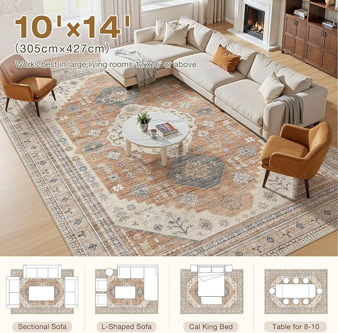 10x14 Washable Area Rug, Large Rugs - Image 4