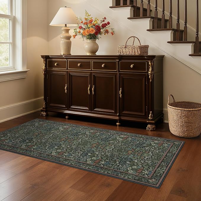 GENIMO Floral Washable Runner Rug 2’6”x6’, Non-Slip Long Hallway Carpet - Image 5