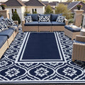 HUGEAR Outdoor Rug 8x10 Patio Camping Carpet Waterproof Mat Blue Outside by HUGEAR
