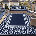 HUGEAR Outdoor Rug 8x10 Patio Camping Carpet Waterproof Mat Blue Outside by HUGEAR