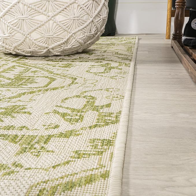 JONATHAN Y Boho Medallion Indoor Outdoor Area Rug 9X12 Cream/Green, Estrella - Image 8