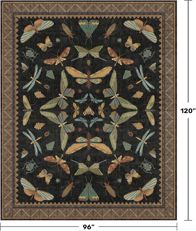Hazo Haus Black Washable Insect Area Rugs 8x10 - Image 2