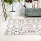 JONATHAN Y Boho Vintage Diamond Cream/Multi Indoor Area Rug 5X8 ft, Moroccan - Image 3