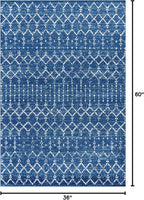 JONATHAN Y Boho Vintage Diamond Blue/White Indoor Area Rug 3X5 ft, Moroccan Hype - Image 2