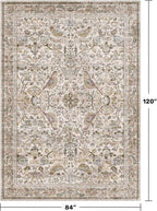 Moss Washable Living Room Rug, 7x10 Floral Area Rug - Image 2