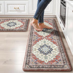 Boho Kitchen Mats for Floor 2 Piece Set Anti Fatigue Cushioned PVC Kitchen Rugs by tubeamin