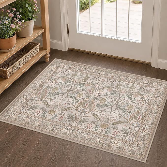 Moss Green Washable Entry Rugs 2x3, Indoor Door mat, Throw Small Rug by Evyhood