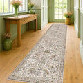 Boho 3x10 Moss Green Wide Hallway Runner Rug 10 ft, Washable Extra Long Runner by HazoHaus