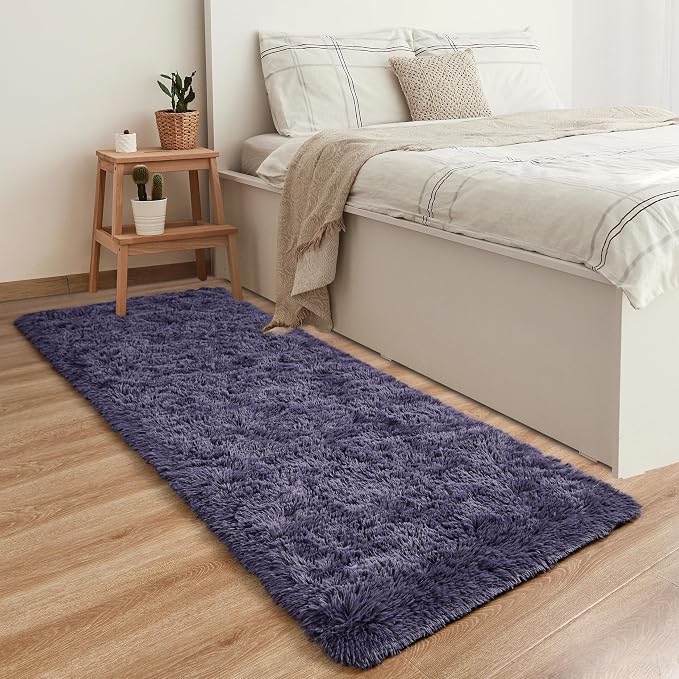 YJ.GWL Fluffy Runner Rugs for Bedroom Living Room Soft Shag Rug 2x6 Feet - Image 2