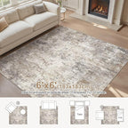 UERMEI Square Area Rugs : Washable 6x6 Neutral Modern Abstract Carpet - Image 2