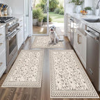 3-Piece Kitchen Rugs Set for Floor, Washable Non-Slip Farmhouse Kitchen Mats by BYYVOORugsforYourHome