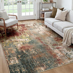 RELEANY Washable Area Rugs Square 7ft Non-Slip Modern Abstract Soft by RELEANY
