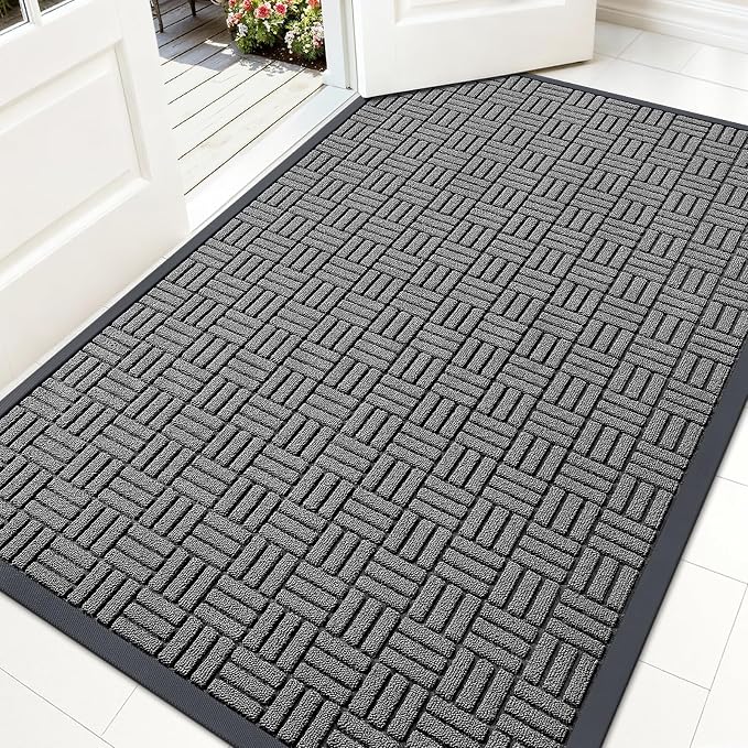 OLANLY Front Door Mat Outside Entrance 59x34, Heavy Duty Sturdy Natural Rubber by OLANLY