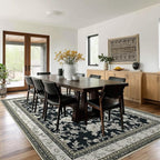 Black Floral Area Rugs 6x9 Living Room, Vintage Modern Farmhouse Boho Indoor - Image 2