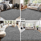 5x8 Area Rug for Living Room:Ultra Soft Fluffy Shag Light Grey Rugs, Large - Image 6