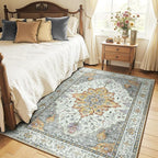 RELEANY Area Rugs 5'x7' Washable Non-Slip, Floral Vintage Distress Medallion - Image 2