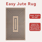 Tangsoo Easy Jute 3x5 Area Rug for Living Room, Non-Slip Black Thin Indoor - Image 3
