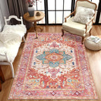 Yamaziot Washable Area Rug, 4x6 Non-Slip Boho Vintage Living Room Bedroom Rug - Image 7