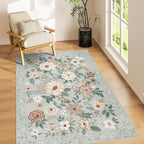 DUKINO 4x6 Feet Office Chair Mat, Lightweight Non Slip Washable Floral Area Rug by DUKINO