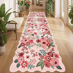 DUKINO 3x10 Washable Runner Rug, Non Slip Floral Ultra Soft Runner by DUKINO