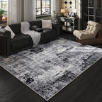 Rugcomf Area Rug 5x7 Washable Rug Boho Soft Abstract Pattern Non-Slip Faux Wool by Rugcomf