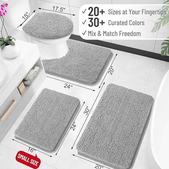 OLANLY Bathroom Rugs 35x24, Extra Soft Absorbent Chenille Bath Rugs, Rubber - Image 2