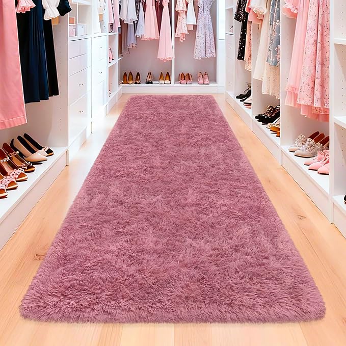Soft Runner Rug for Bedroom Living Room, 3x10 ft Fluffy Blush Pink Rug for - Image 4