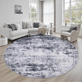 Round Area Rug for Living Room: 8 ft Washable Modern Abstract Soft Thin Rug by FXRHLP