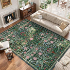 AMTOVO 8x10 Washable Area Rugs for Living Room, Non-Slip Large Soft Boho Floral - Image 2