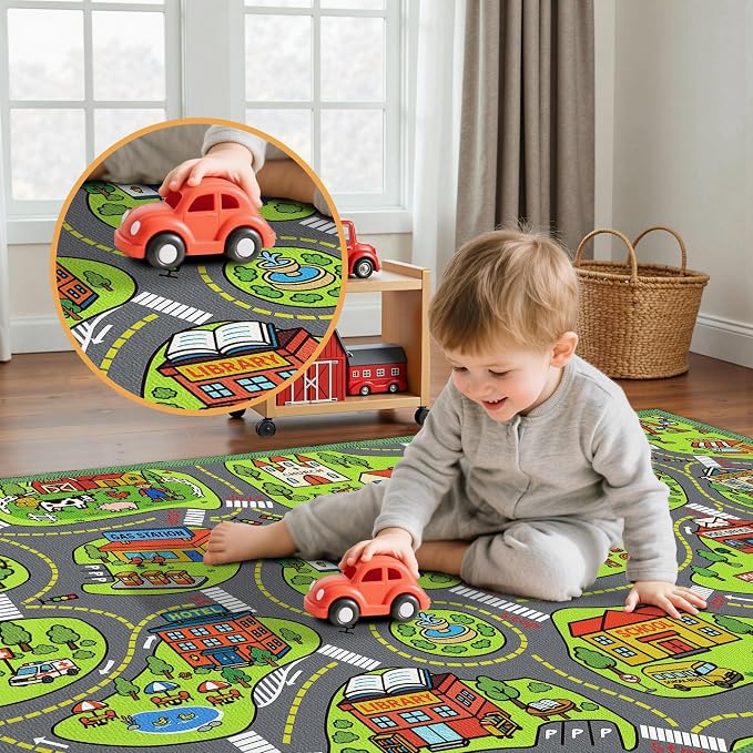 Upgrade Ultra Non Slip Kids Car Rug, Kids Road Playmat Rug - Image 7