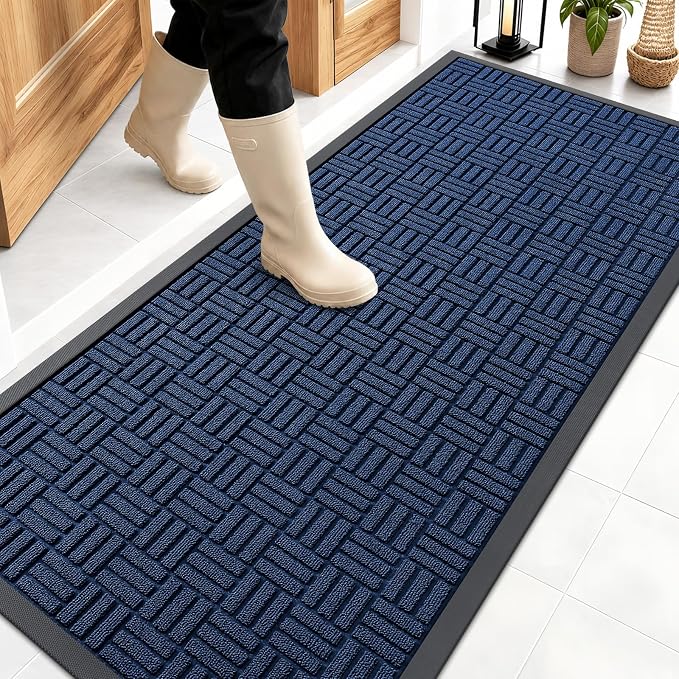 OLANLY Front Door Mat Outside Entrance 59x23, Heavy Duty Sturdy Natural Rubber by OLANLY