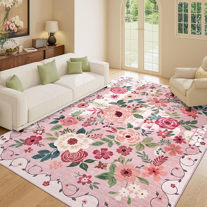 DUKINO 5x7 Area Rug, Nursery Floral Rugs - Image 9