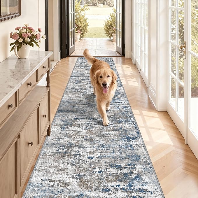 Washable Carpet Runners for Hallway 12ft-Non Slip Floor Runners for Dogs by TTelephant
