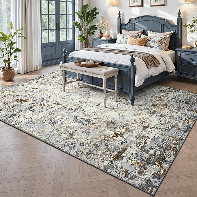 Toneed Abstract Area Rug Modern Washable Rug Soft Non Slip Rug Low Pile - Image 2