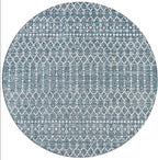 JONATHAN Y Moroccan Geometric Indoor Outdoor Round Area Rug 8 Ft Teal/Gray - Image 9
