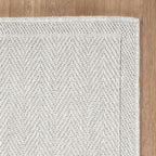 CAMILSON Indoor and Outdoor Runner Rug Off-White Herringbone Seagrass Boho - Image 5
