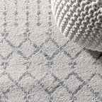 JONATHAN Y Boho Vintage Diamond Cream/Gray Round Area Rug 8 ft, Moroccan Hype - Image 3