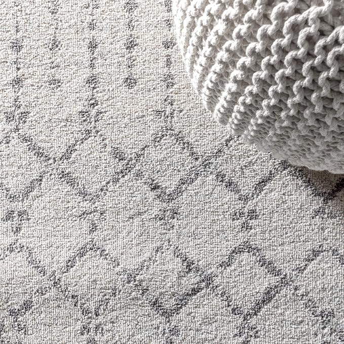 JONATHAN Y Boho Vintage Diamond Cream/Gray Round Area Rug 5 ft, Moroccan Hype - Image 3