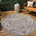 JONATHAN Y Boho Medallion Indoor Outdoor Octagon Area Rug 8 Ft Black/Gray - Image 3