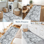 3x7 Washable Non-Slip Kitchen Runner Rug – Modern Abstract Neutral Beige & Gray - Image 4