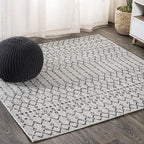 JONATHAN Y Moroccan Geometric Indoor Outdoor Square Area Rug 5X5 Light by JONATHANY