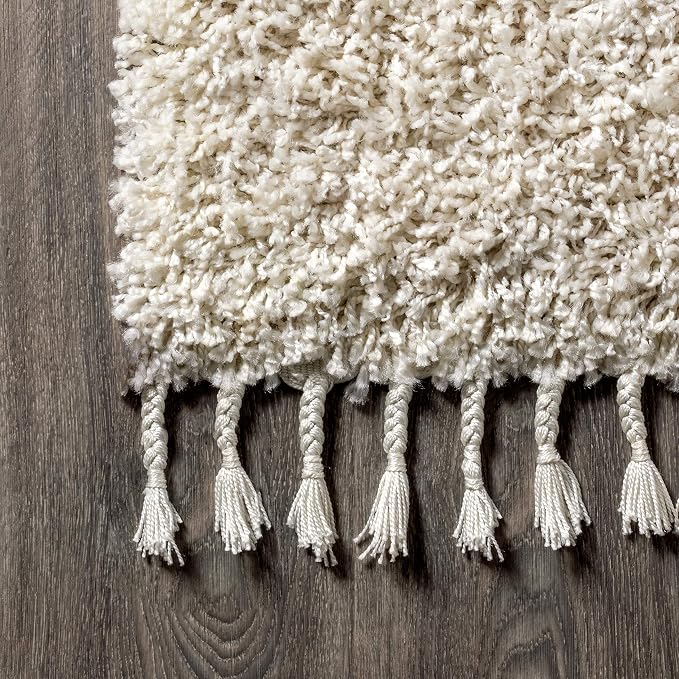 JONATHAN Y Mercer Shag Plush Tassel Cream Indoor Area Rug, Contemporary - Image 5