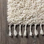 JONATHAN Y Mercer Shag Plush Tassel Cream Indoor Area Rug, Contemporary - Image 5