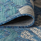 JONATHAN Y Floral Textured Weave Indoor Outdoor Area Rug 5X8 Navy/Aqua - Image 8