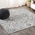 JONATHAN Y Boho Medallion Indoor Outdoor Square Area Rug 9X9 Black/Gray by JONATHANY