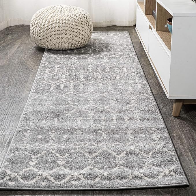 JONATHAN Y Boho Vintage Diamond Gray/Ivory Runner Rug 2X8 ft, Moroccan Hype by JONATHANY